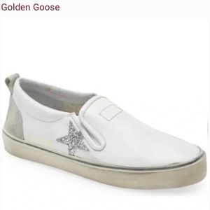 GOLDEN GOOSE Hanami White/Silver Slip-on Sneakers Size 8